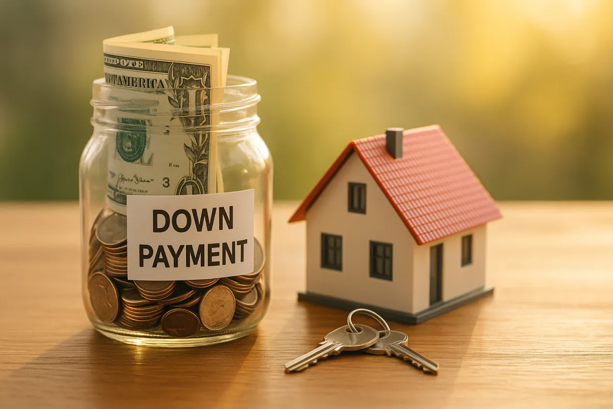 Savings jar with house keys for down payment - Thomas Roberts Group