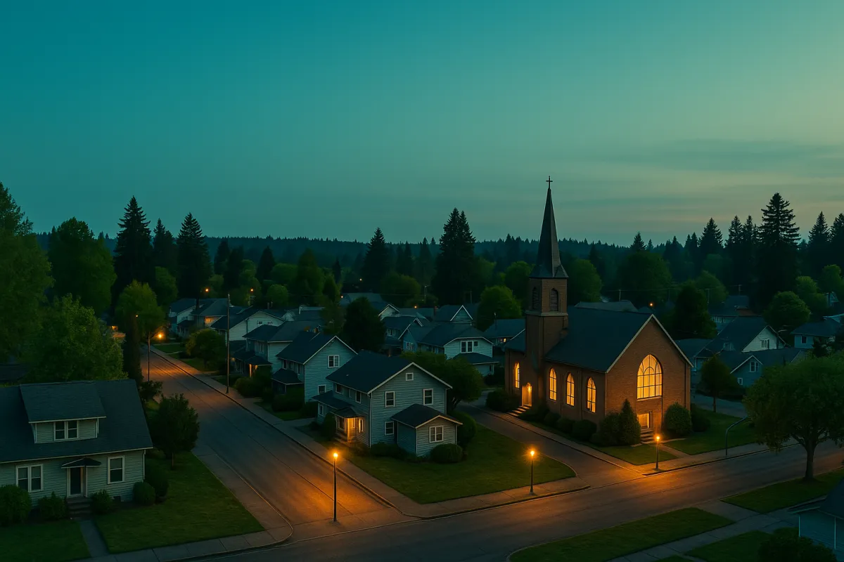 Peaceful Marysville WA neighborhood at dusk with community center - recovery meetings near Marysville