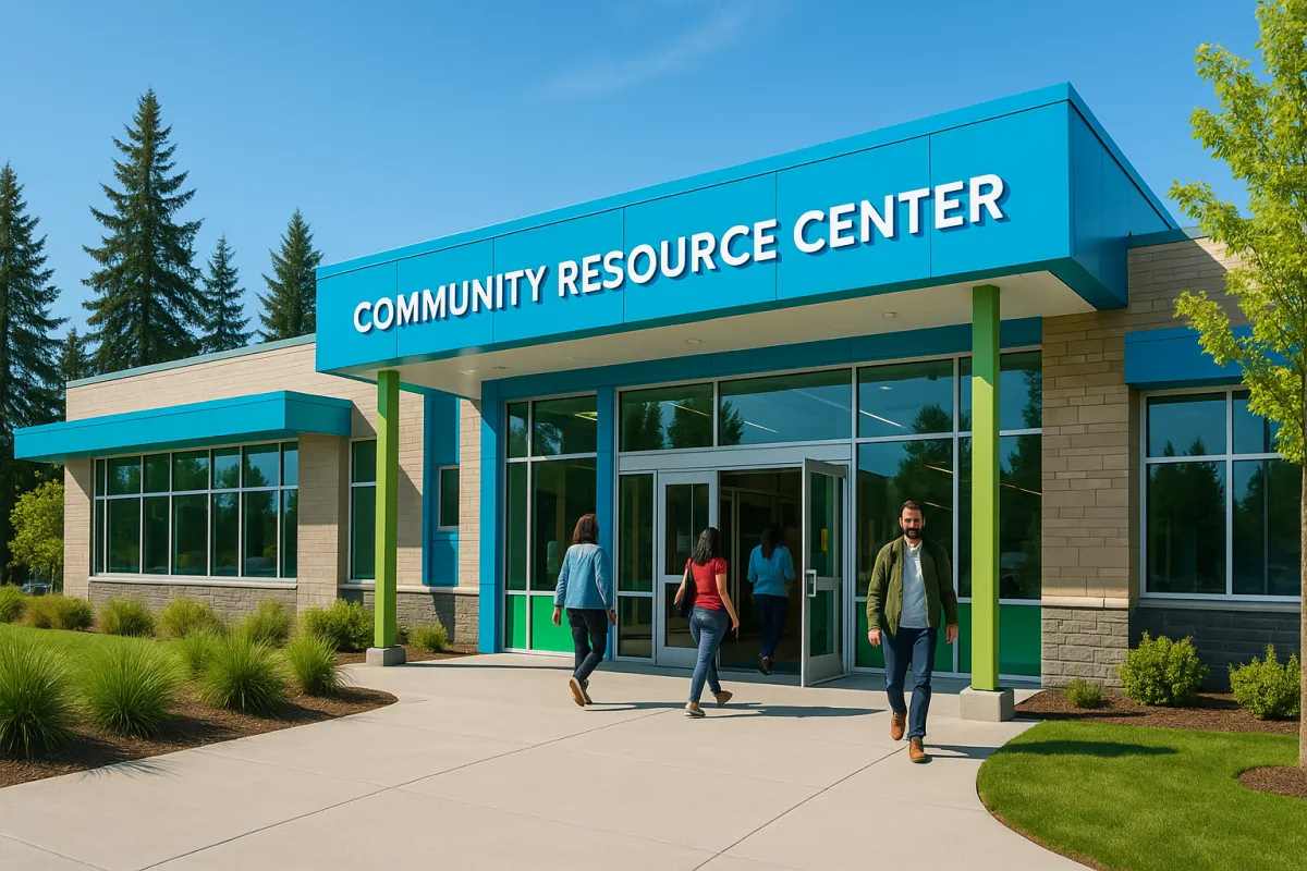 Welcoming community resource center exterior in Marysville WA - local recovery resources