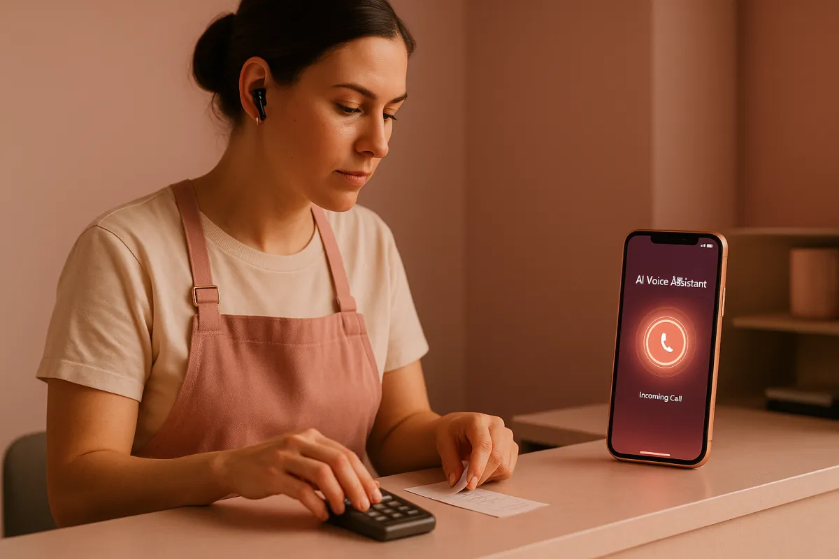 AI voice agent answering business phone calls automatically so owner can stay focused on work