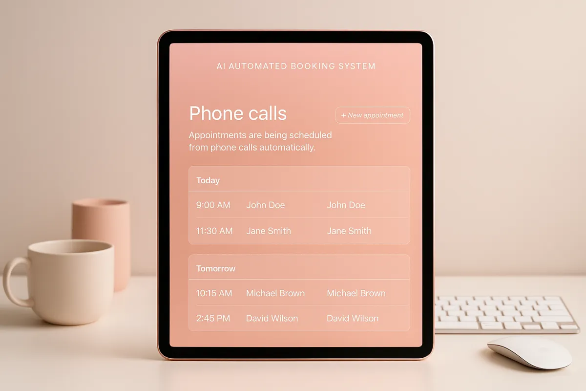 Automated AI system answering calls and booking appointments 24 hours a day for small businesses