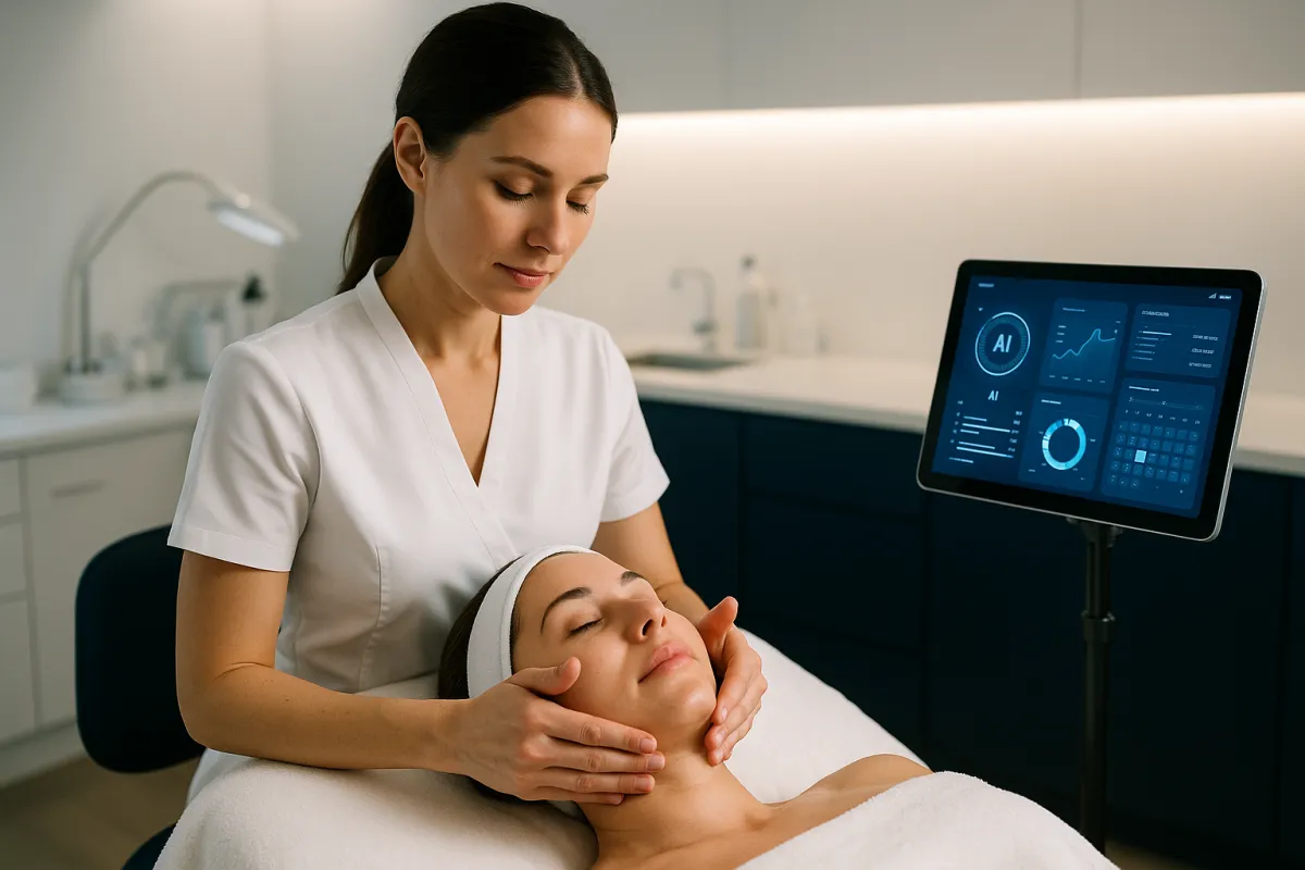 Kosmetikstudio mit KI-Dashboard auf Tablet – Bestes KI-Tool für Kosmetikstudios 2026 – GoHighLevel