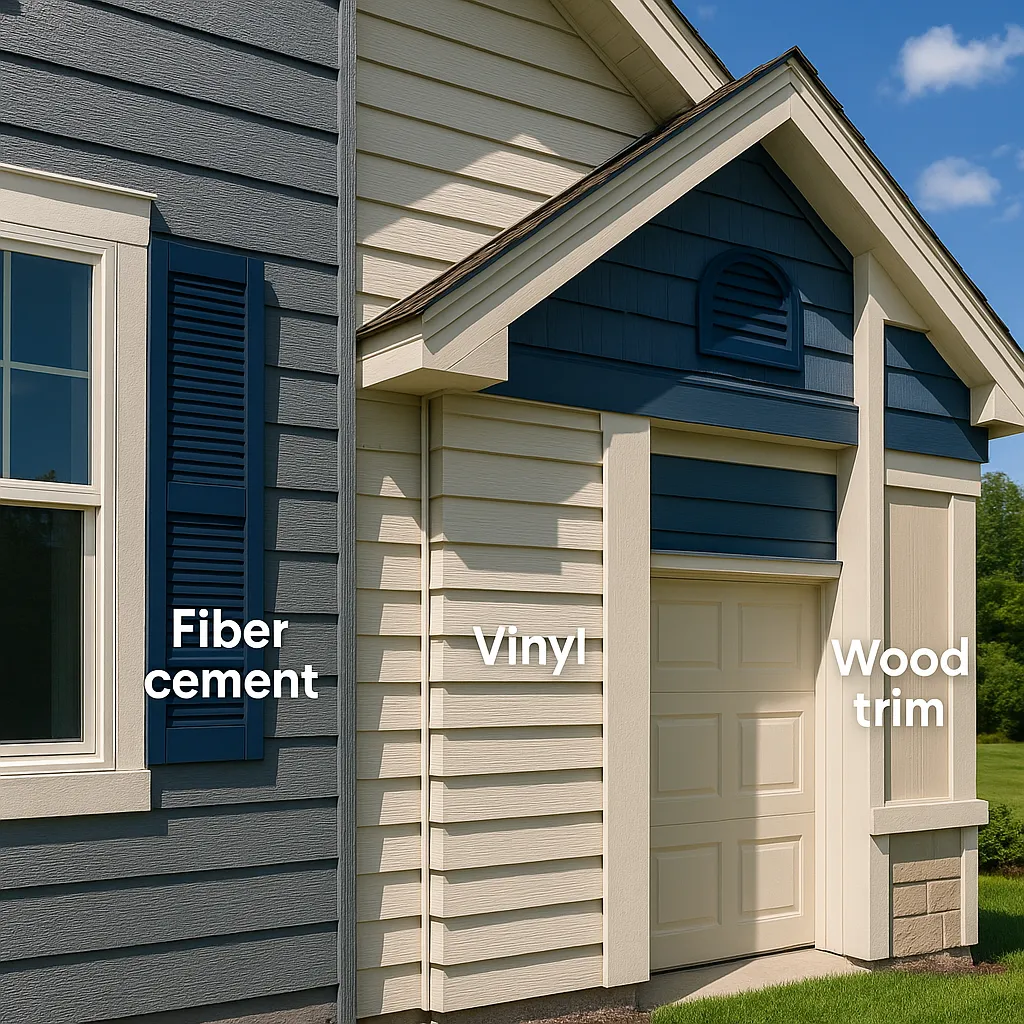 Minnesota home exterior showing well-maintained fiber cement and vinyl siding with professional trim detail in summer