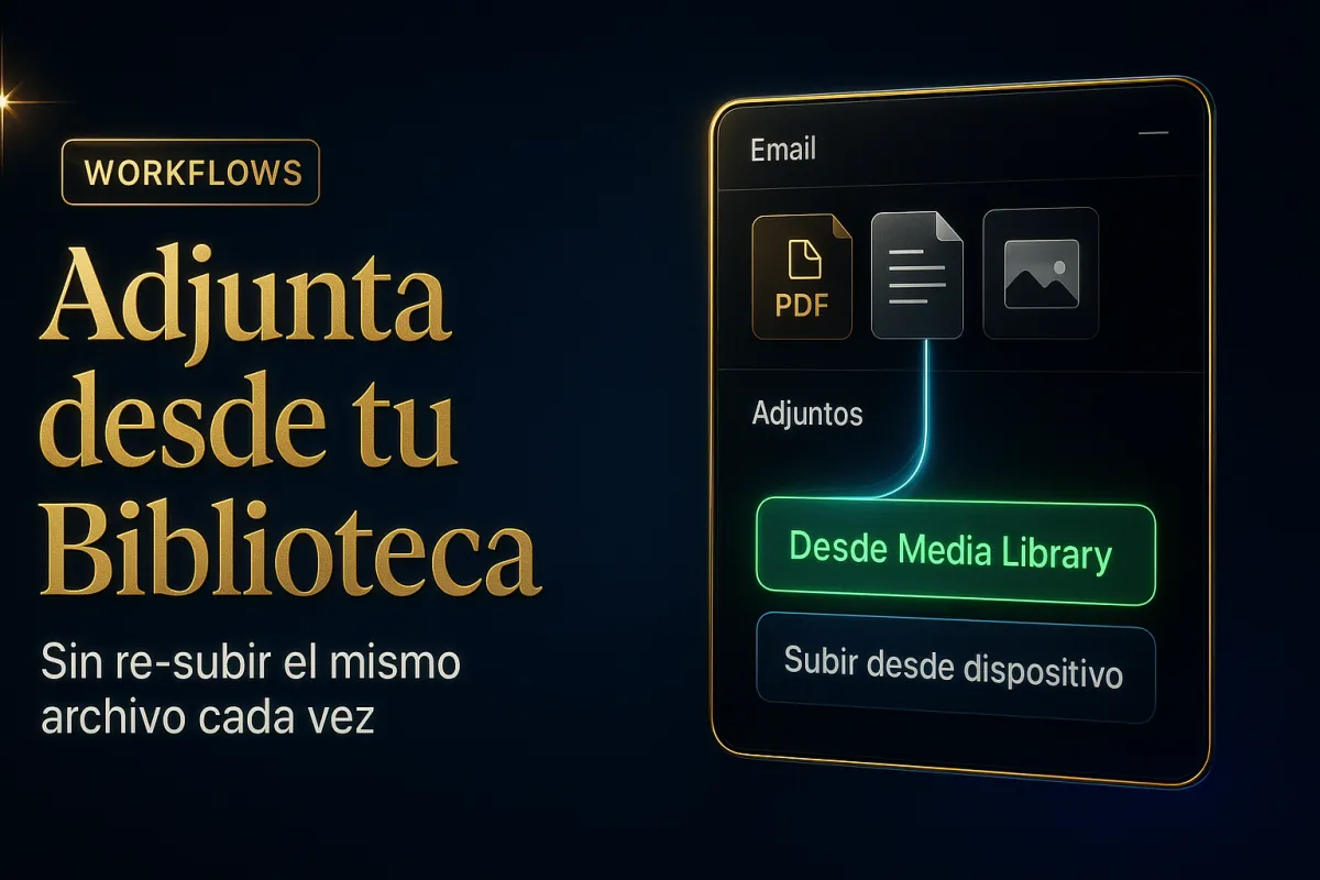 Adjunta Archivos desde tu Biblioteca en Emails Automaticos: Sin Re-subir el Mismo PDF Cada Vez