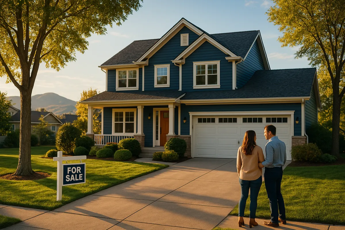 Littleton Colorado home with mountain views and a couple considering selling
