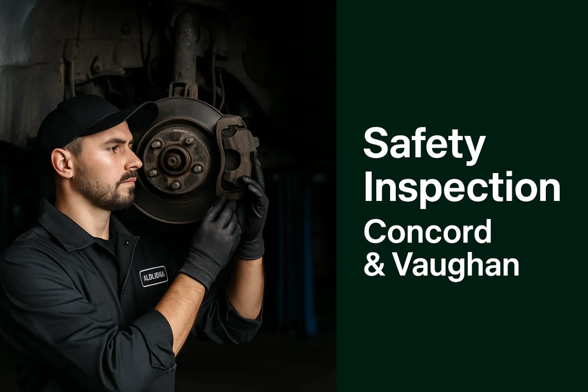 Vehicle safety inspection at Green Auto in Concord, Ontario