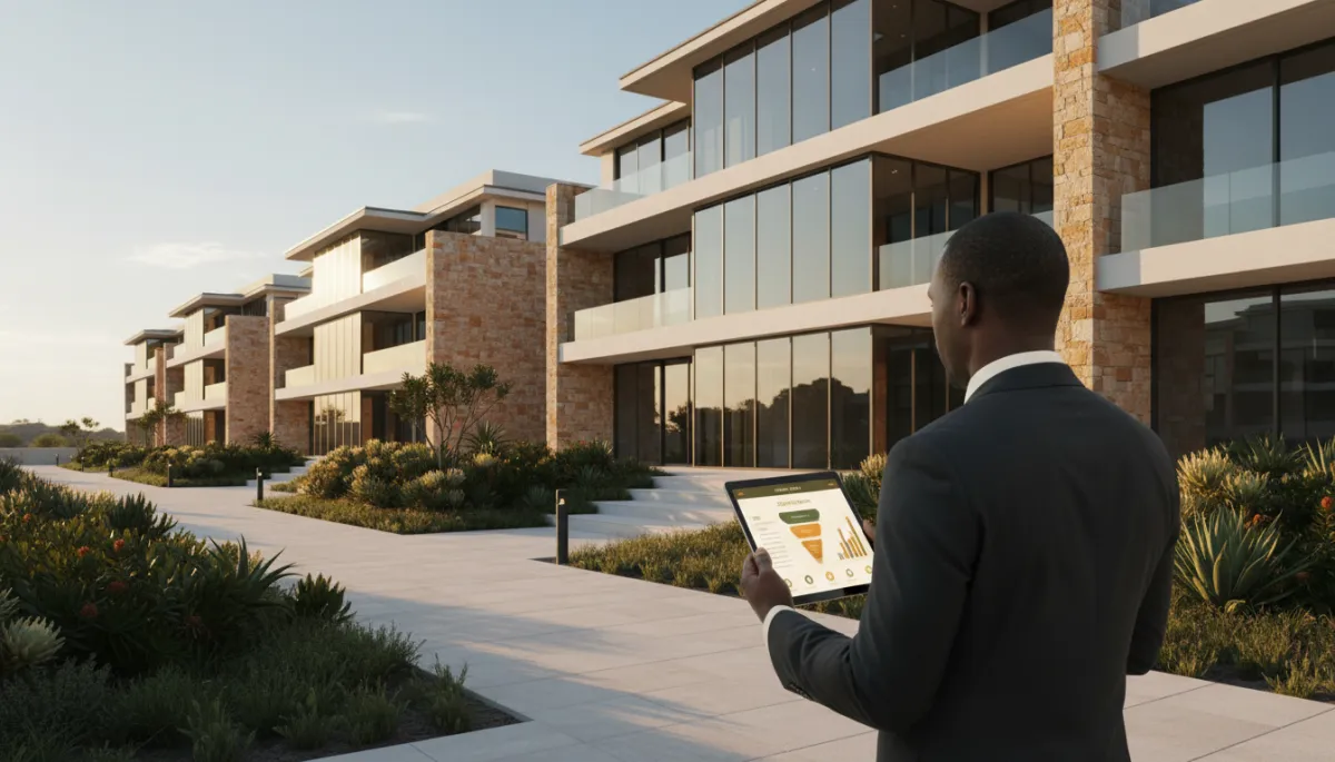 Development director reviewing CRM pipeline dashboard at a South African luxury residential development — Development Funnels