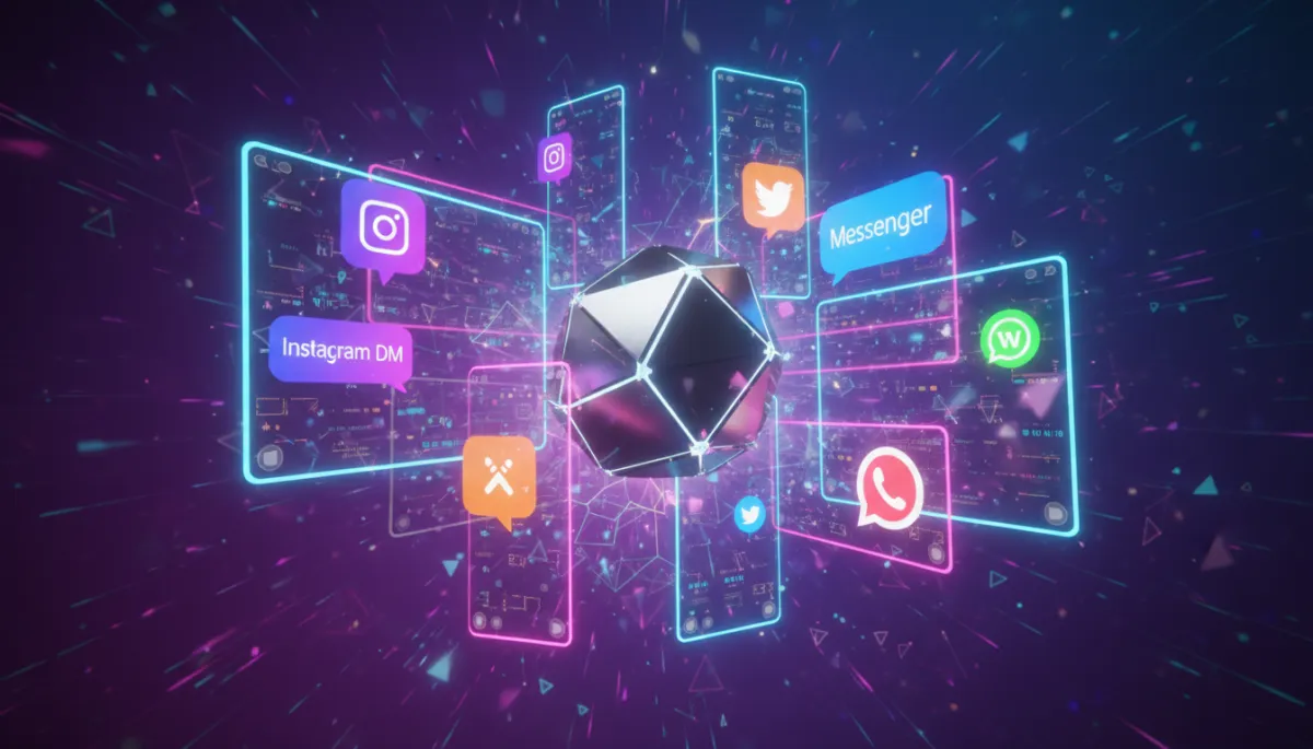 AI digital assistant managing social media DMs across multiple platforms simultaneously