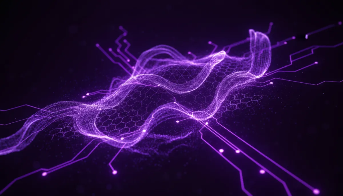 Abstract deep purple and electric violet digital neural network — AI strategy for content creators