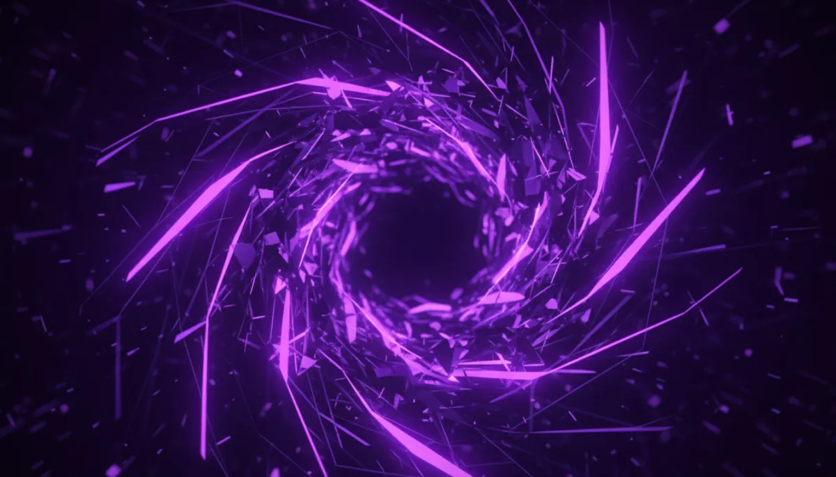 Abstract electric violet and deep purple digital vortex representing AI content creation power for Florida creators