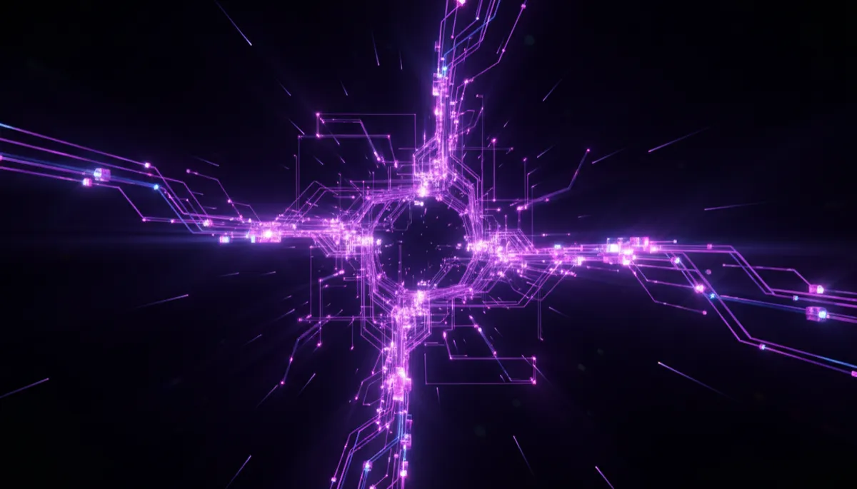 Abstract AI neural network visualization in deep purple and electric violet — AI Employers Newsletter