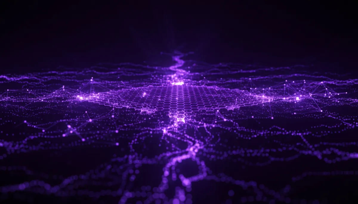 Abstract AI neural network visualization with deep purple and electric violet digital data streams — AI Employers Newsletter