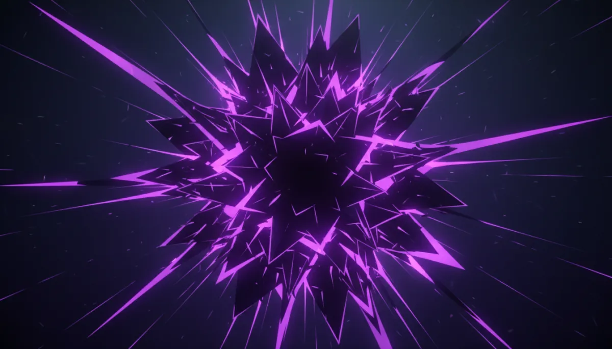 Bold abstract purple geometric burst — expert knowledge becoming a powerful signal