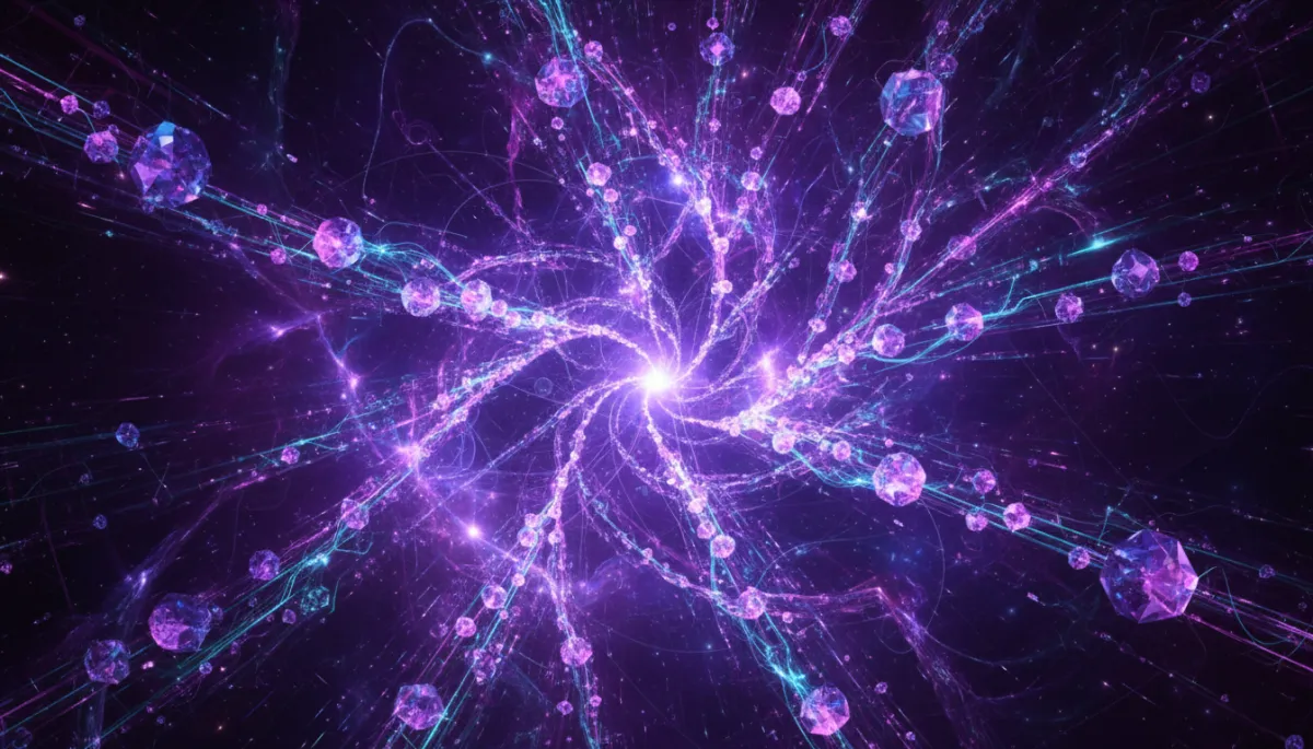 Abstract AI neural network visualization in deep purple and electric violet, representing the digital transformation of content creation in 2026