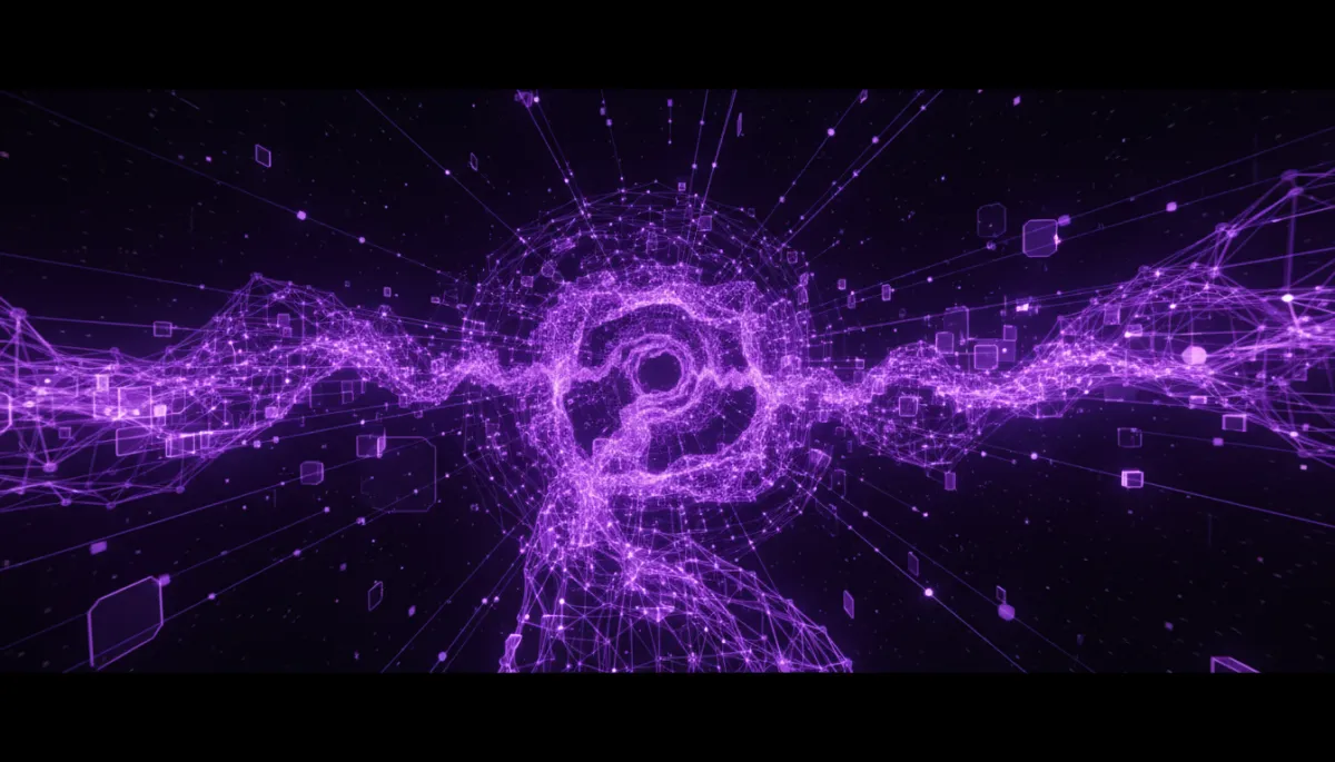 Abstract AI neural network data streams glowing in deep purple and electric violet — AI Employers