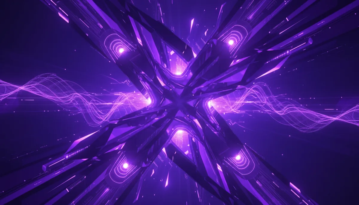 Abstract AI technology visualization in deep purple and electric violet for Florida business owners