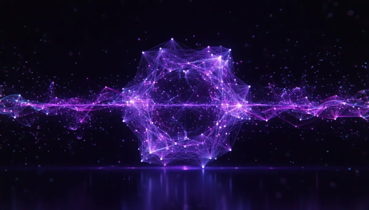 Abstract deep purple and electric violet digital flow visualization — AI content creation system
