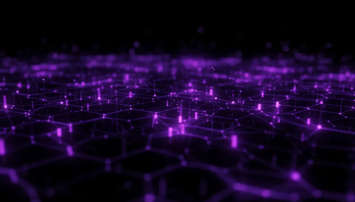 Abstract neural network visualization in deep purple and electric violet β AI content strategy