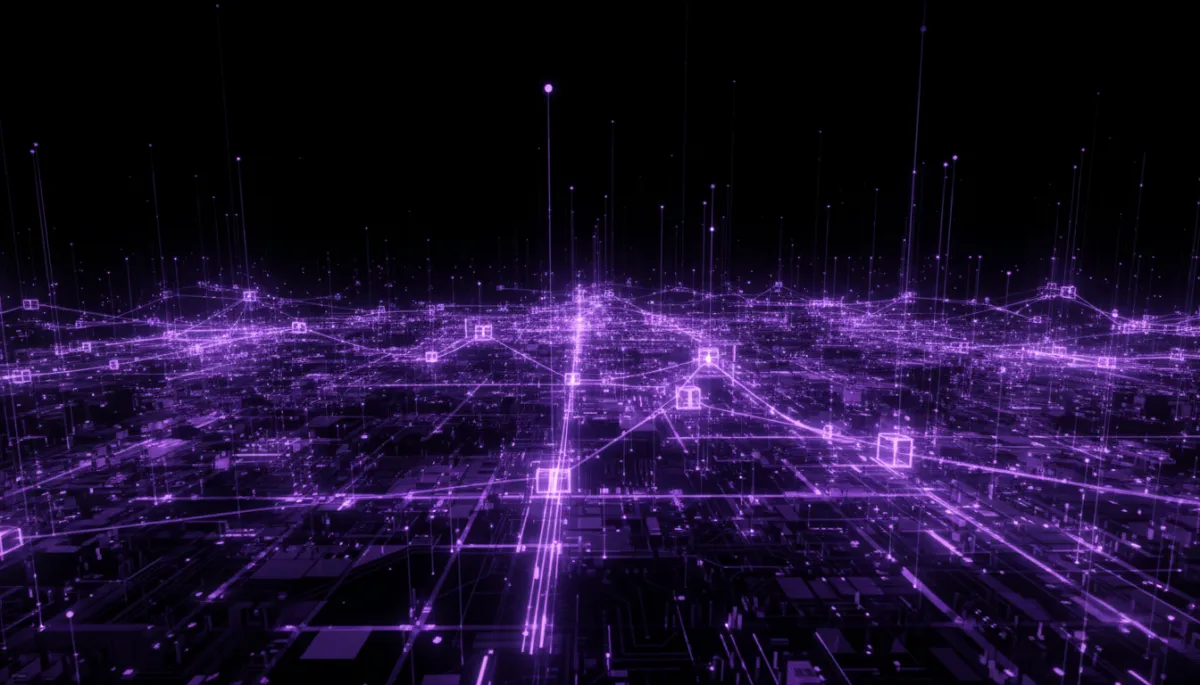 Abstract AI neural network visualization with deep purple and electric violet digital flow patterns — AI Employers Newsletter