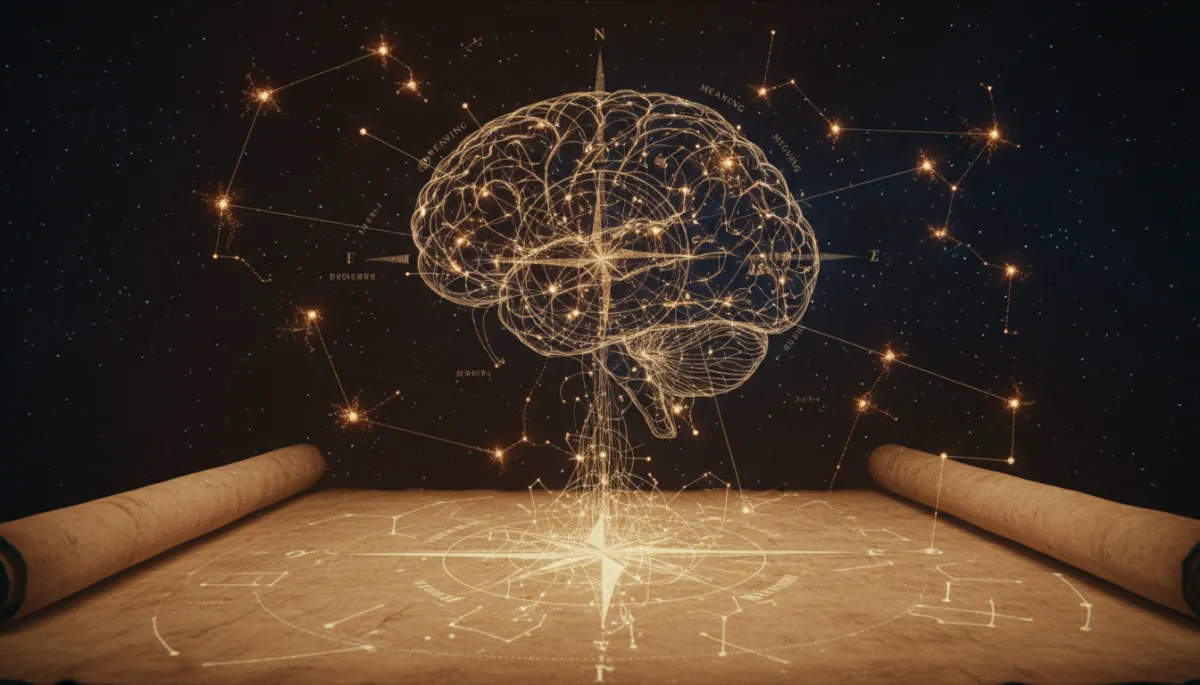 Neural pathways forming a constellation map — rewriting what the past means
