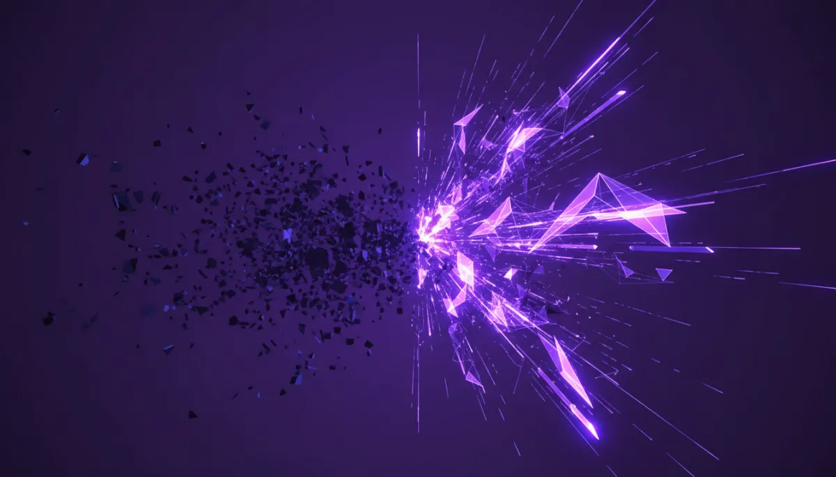 Two Types of Content Creators β AI-powered vs manual, the digital divide in 2026, abstract electric violet and deep purple geometric visual