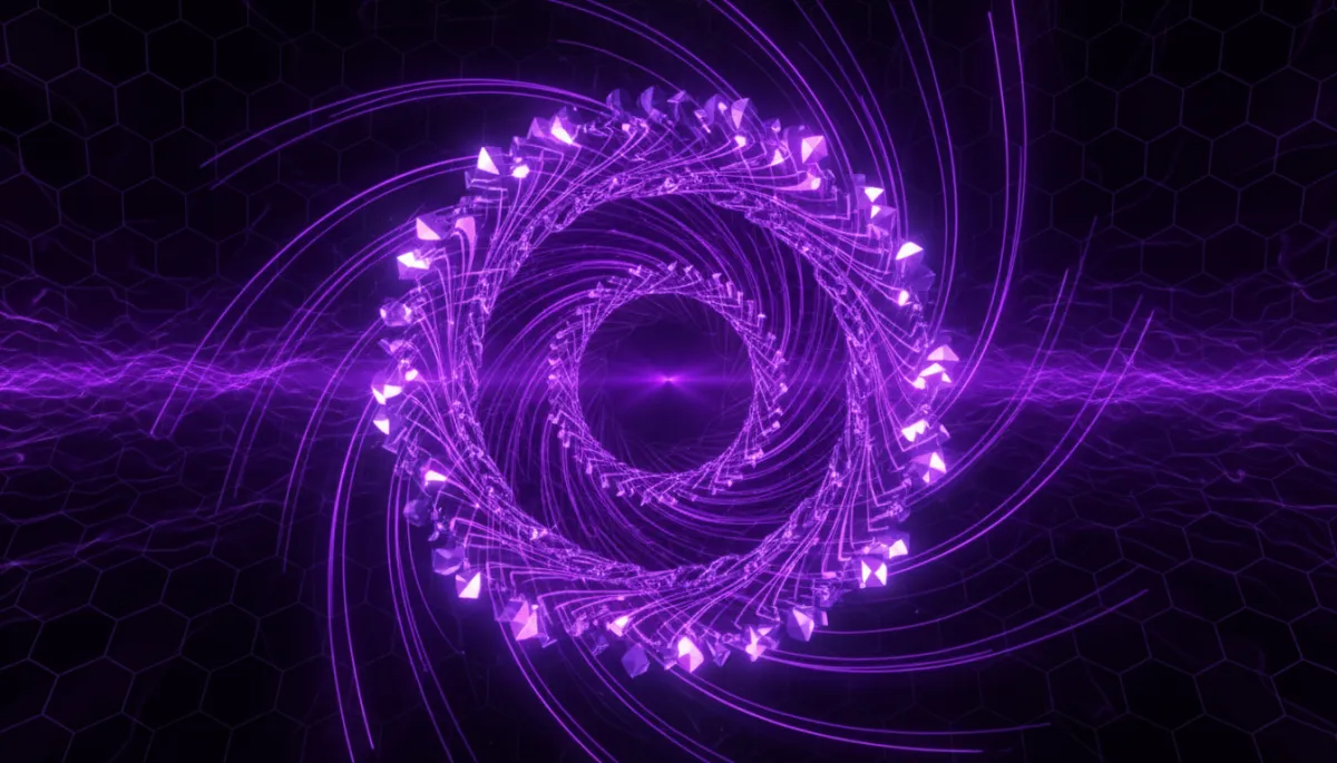 Abstract AI digital vortex β deep purple and electric violet technology visualization for Florida AI business strategy