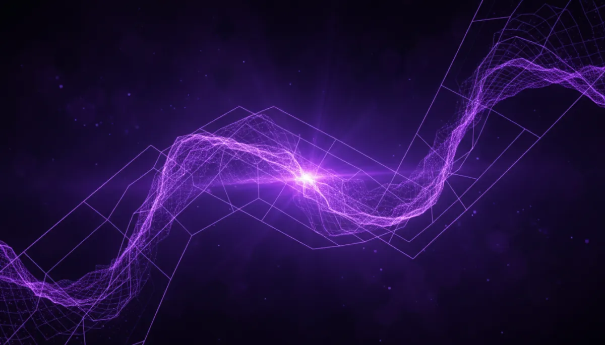 Abstract electric violet and deep indigo digital geometric flow β AI content creator revolution 2026