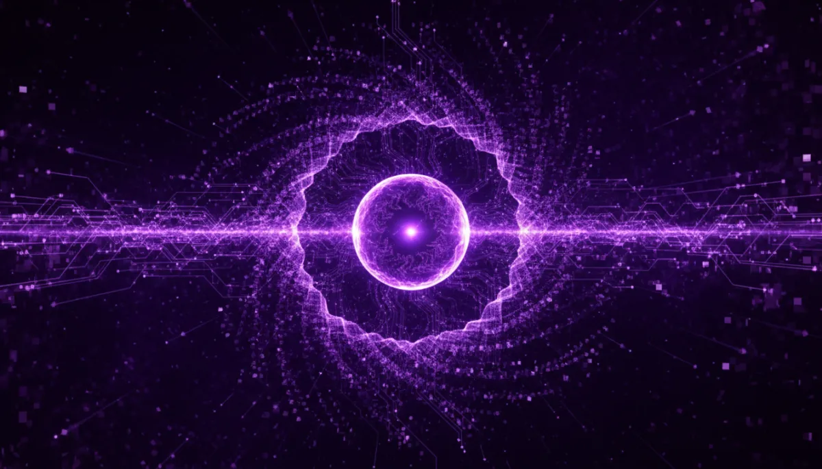 Abstract AI technology visualization in deep purple and electric violet β AI automation for Florida business owners