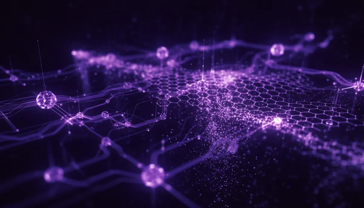 Abstract deep purple and electric violet AI digital art representing the future of content creation