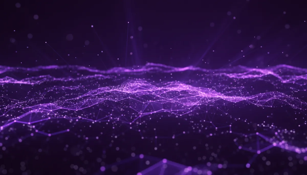 Abstract deep purple and electric violet AI geometric visualization representing the content creator AI transformation