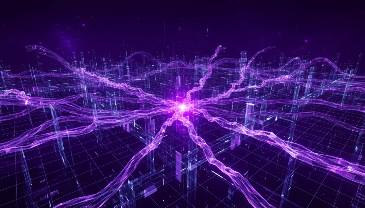 Abstract AI technology visualization in deep purple and electric violet — breakthrough AI for Florida local businesses