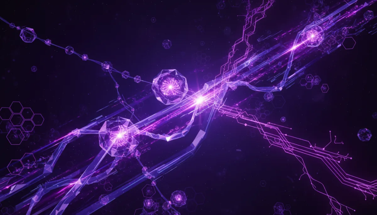 Abstract AI technology flow visualization in deep purple and electric violet representing the digital transformation of Florida businesses