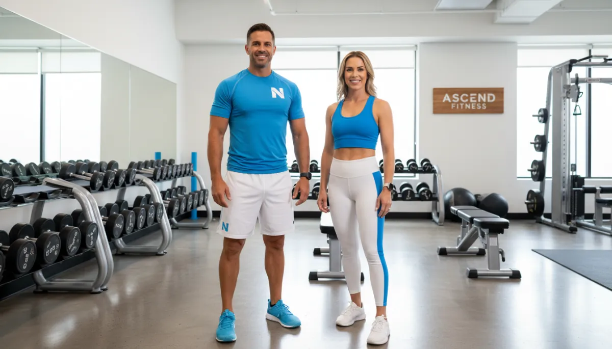 NASM-certified personal trainers Curtis Gordon and Jalea posing together at The Lifting Studio in Parker, CO.
