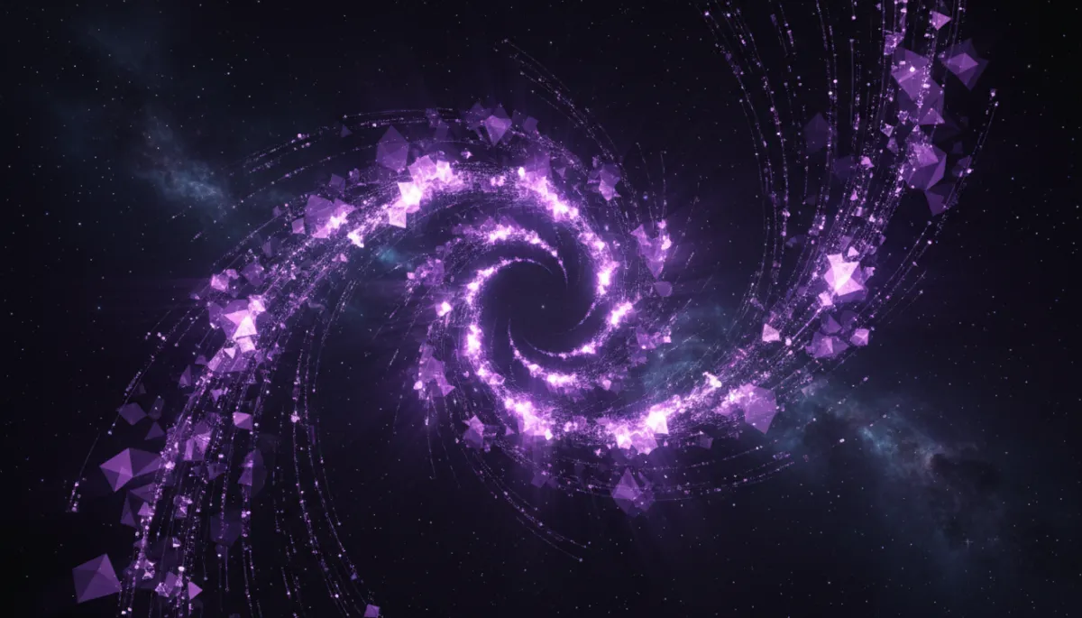 Abstract AI digital transformation β swirling violet and indigo data streams representing the power of AI for content creators