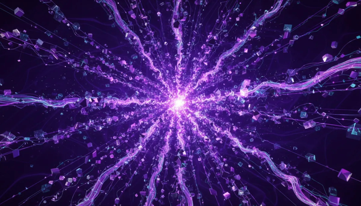 Abstract AI neural network in deep purple and electric violet representing the AI revolution for Florida content creators