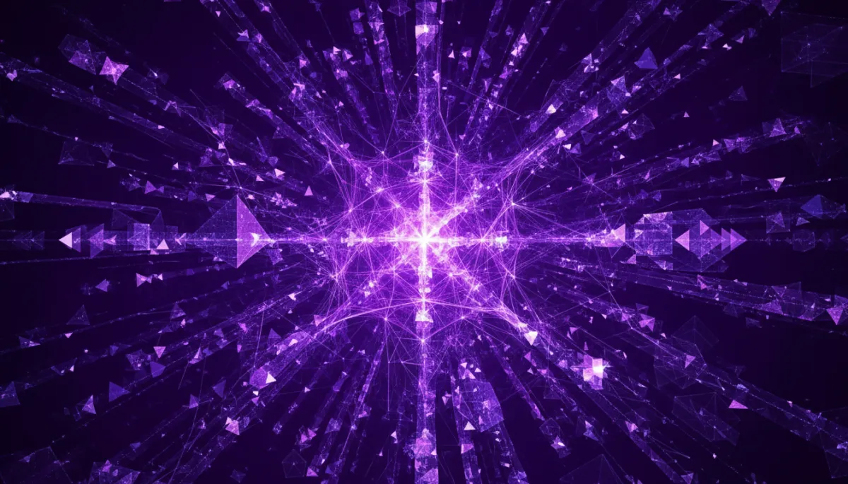 Abstract deep purple and electric violet neural network visualization — AI content strategy for creators 2026