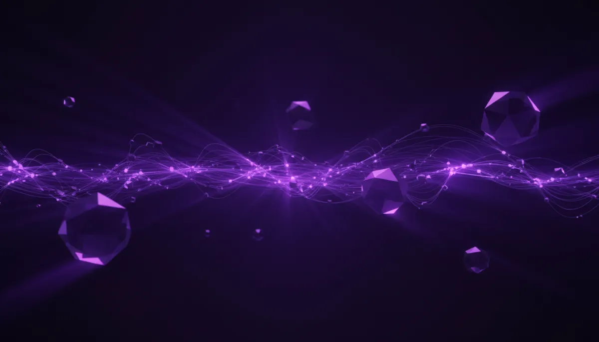 Abstract AI data streams in deep purple and electric violet colors representing Florida business AI transformation