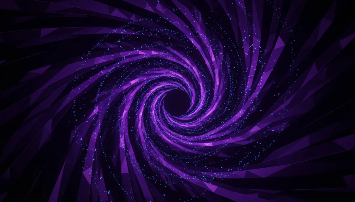 Abstract deep purple and electric violet geometric data streams representing AI-powered content creation strategy