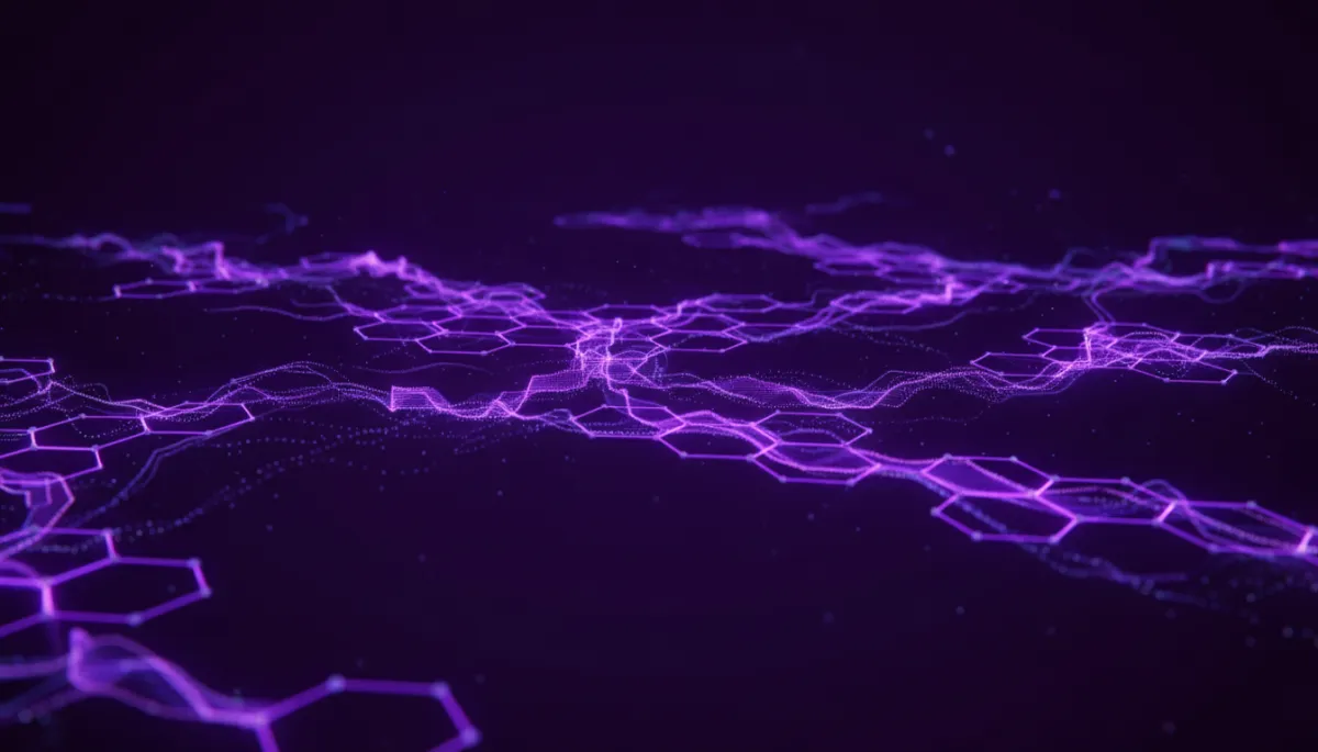 Abstract AI digital network visualization in deep purple and electric violet representing Florida business AI transformation