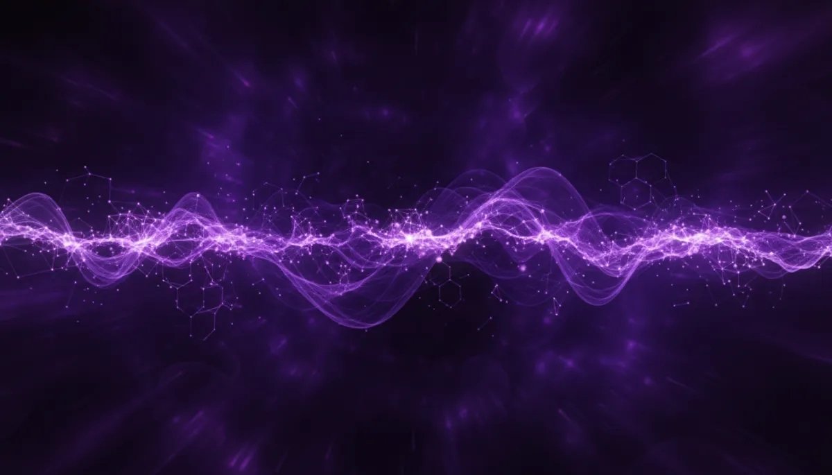 Abstract AI digital flow visualization in deep purple and electric violet