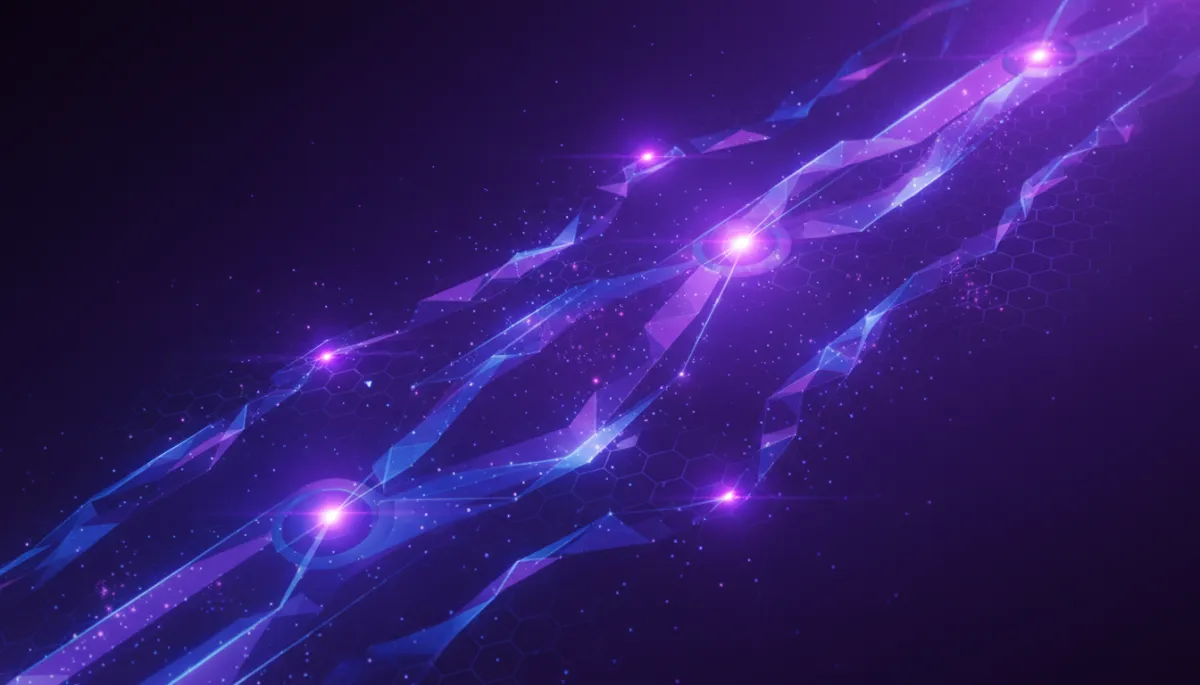 Abstract AI neural flow visualization in deep purple and electric violet — AI content strategy for Florida creators