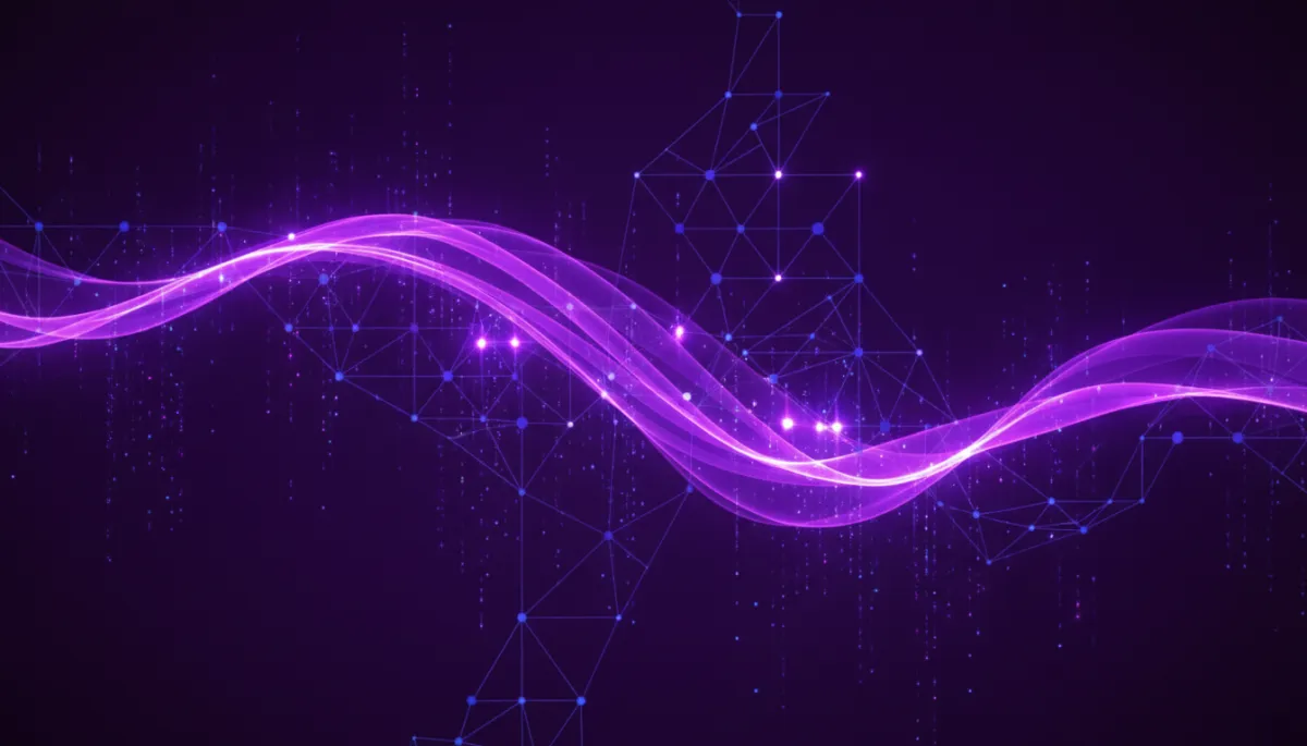 Abstract AI neural network visualization in deep purple and electric violet — AI tools for content creators Florida
