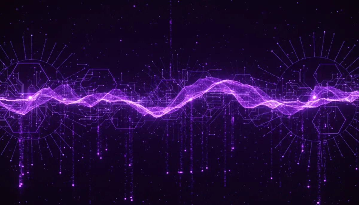 Abstract AI digital flow visualization in deep purple and electric violet — AI Employers Newsletter
