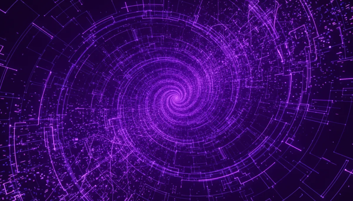 Abstract AI digital vortex in deep purple and electric violet — AI for Florida local businesses