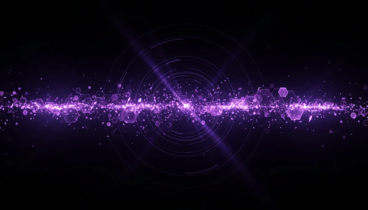 Abstract deep purple and electric violet digital data stream flowing through geometric patterns — AI for Florida businesses