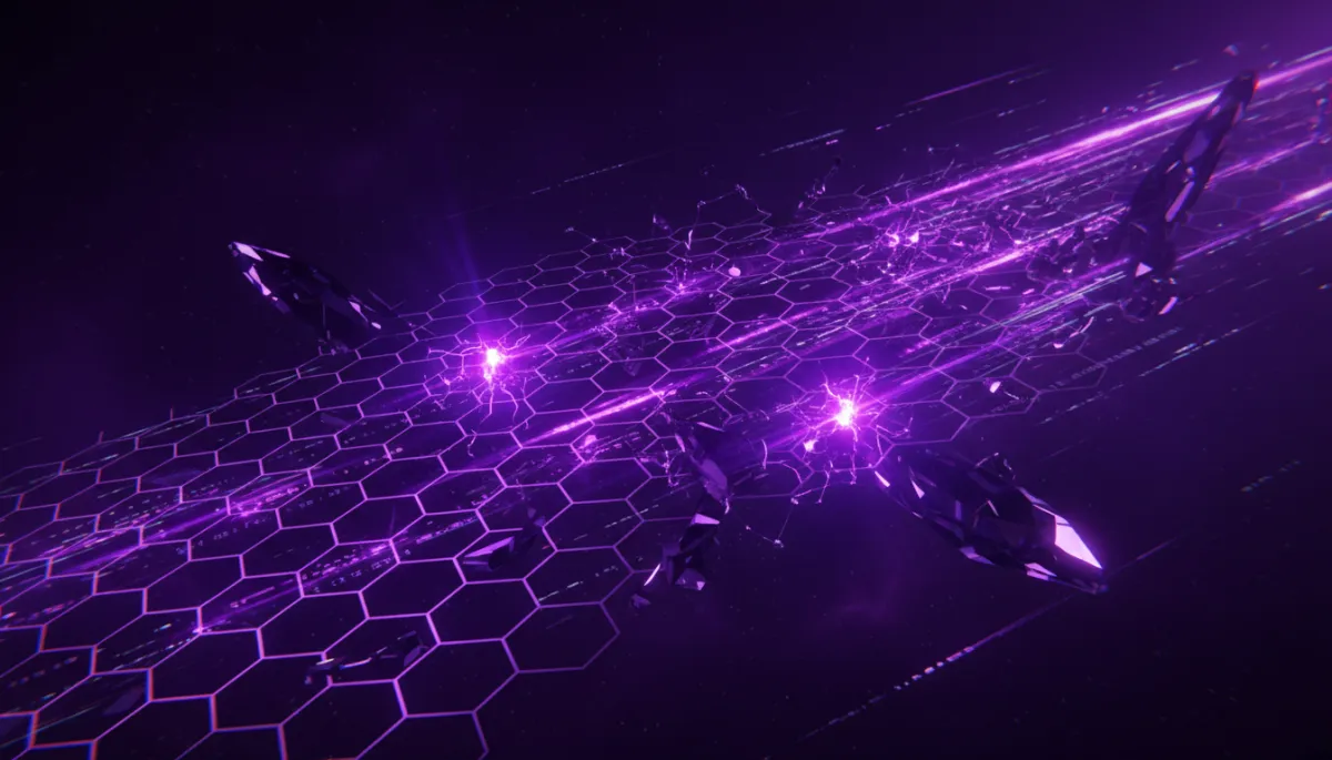 Abstract deep purple and electric violet AI tech visual representing content creation strategy