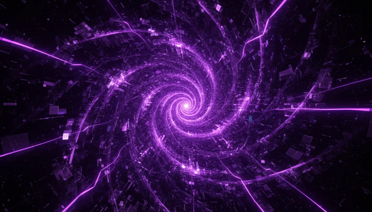Abstract AI digital vortex in deep purple and electric violet — AI Employers Newsletter