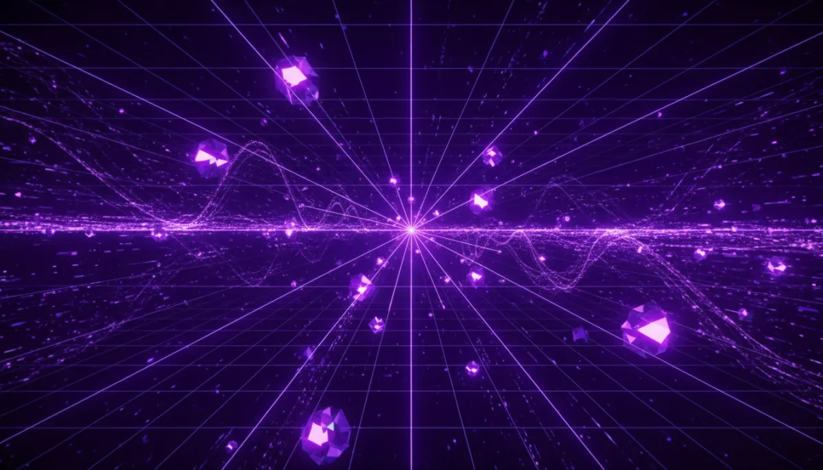Abstract deep purple and electric violet digital grid energy field — AI Employers Newsletter