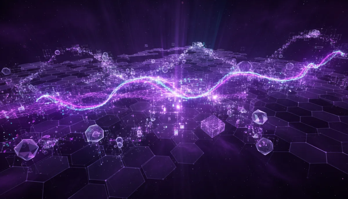 Abstract AI neural network pathways in deep purple and electric violet β AI content creator playbook 2026