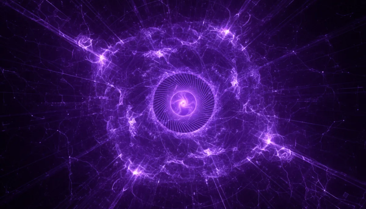 Abstract deep purple and electric violet AI neural network visualization
